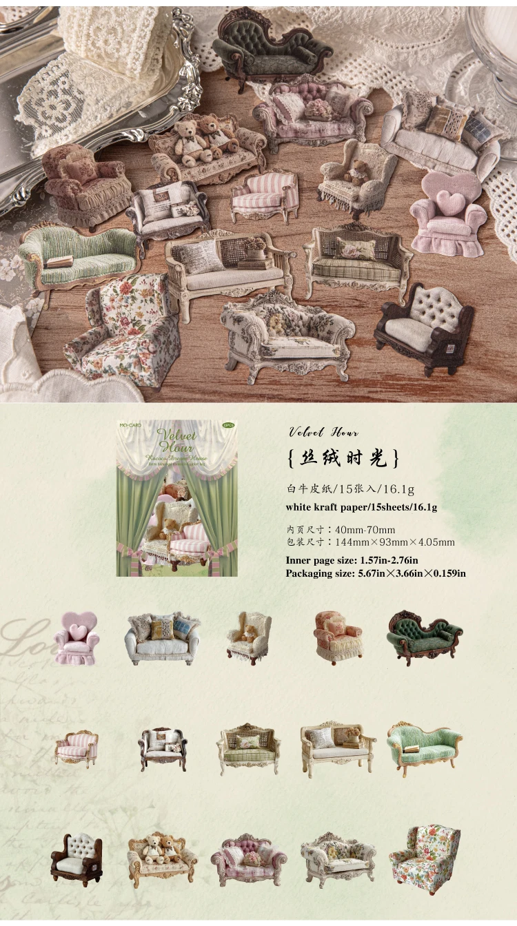 15 teile/paket Rokoko Zimmer Aufkleber Scrapbooking Materialien DIY Junk Journal Collage Collage sprache Dekor Aufkleber – Detail 10