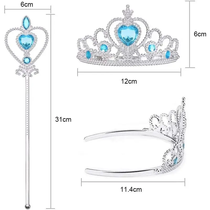 مجموعة إكسسوارات فستان Vicloon Elsa Princess Tiara وتاج Tiara وعصا الجنية Elsa للحفلات