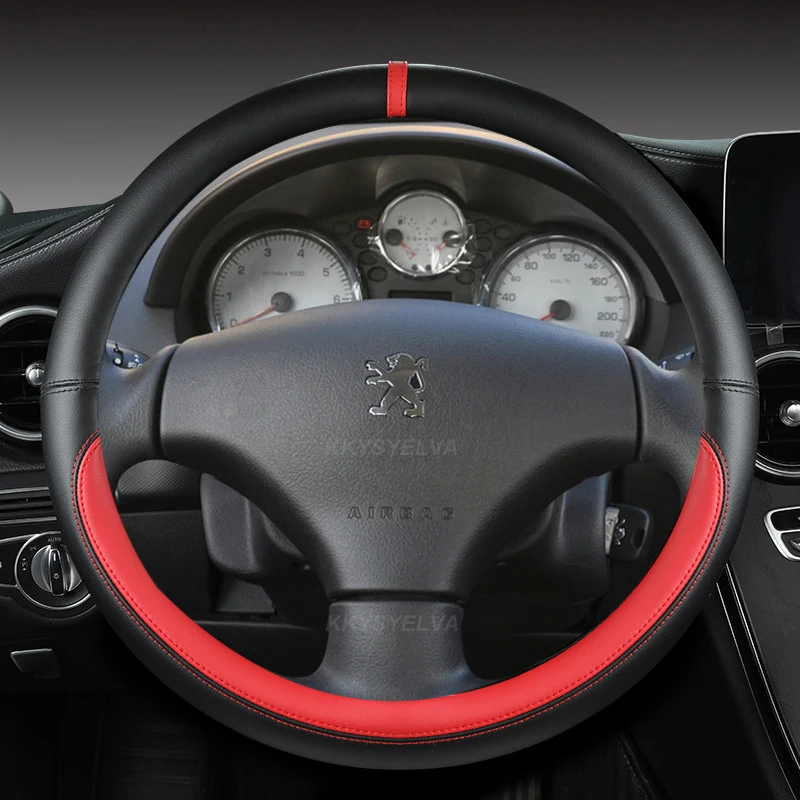 Coprivolante Per Auto In Pelle In Microfibra 15 Pollici/38Cm Antiscivolo Per Peugeot 206 207 208 308 406 408 508 301 Accessori Auto