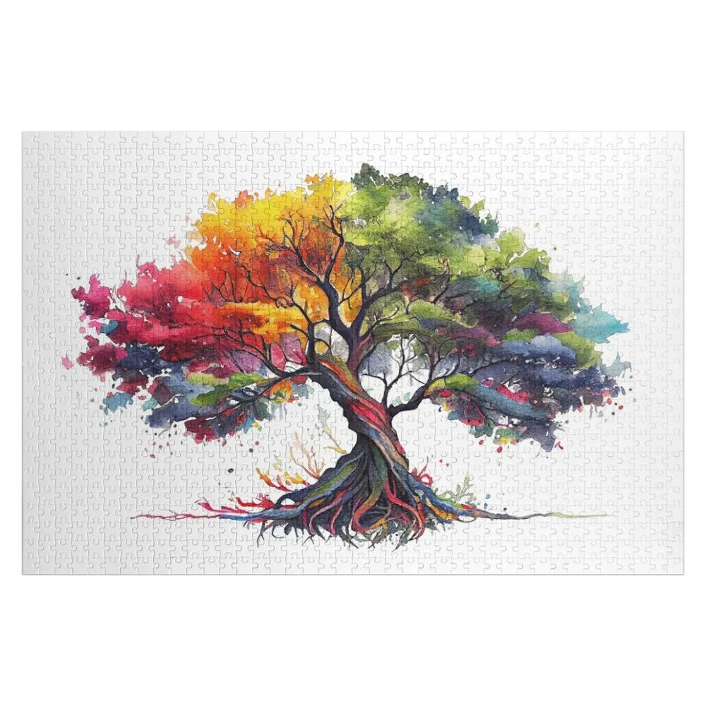 Tree of life colorful watercolors Jigsaw Puzzle Novel Toys For Children 2022 Adult Wooden Puzze Puzzle hop life adult сухой корм для собак ягненок 15 кг