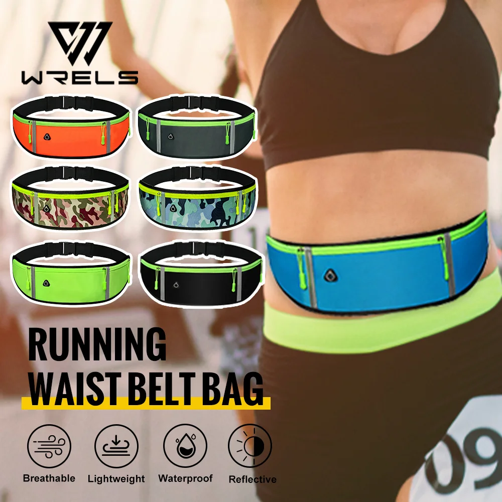 WRELS Outdoor Sports Running Waterproof Utralthin Waist Pack Fitness Workout Belt Sport Waist Pack Adjustable Marathon Waist Bag WRS-8810