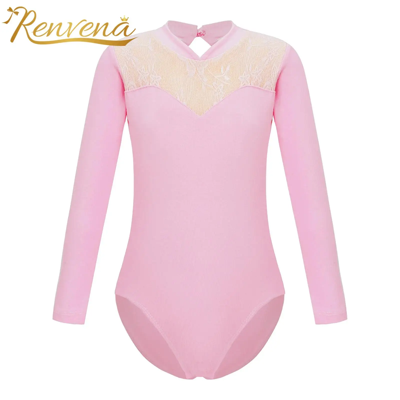 

Детский гимнастический комбинезон с длинным рукавом, с кружевом