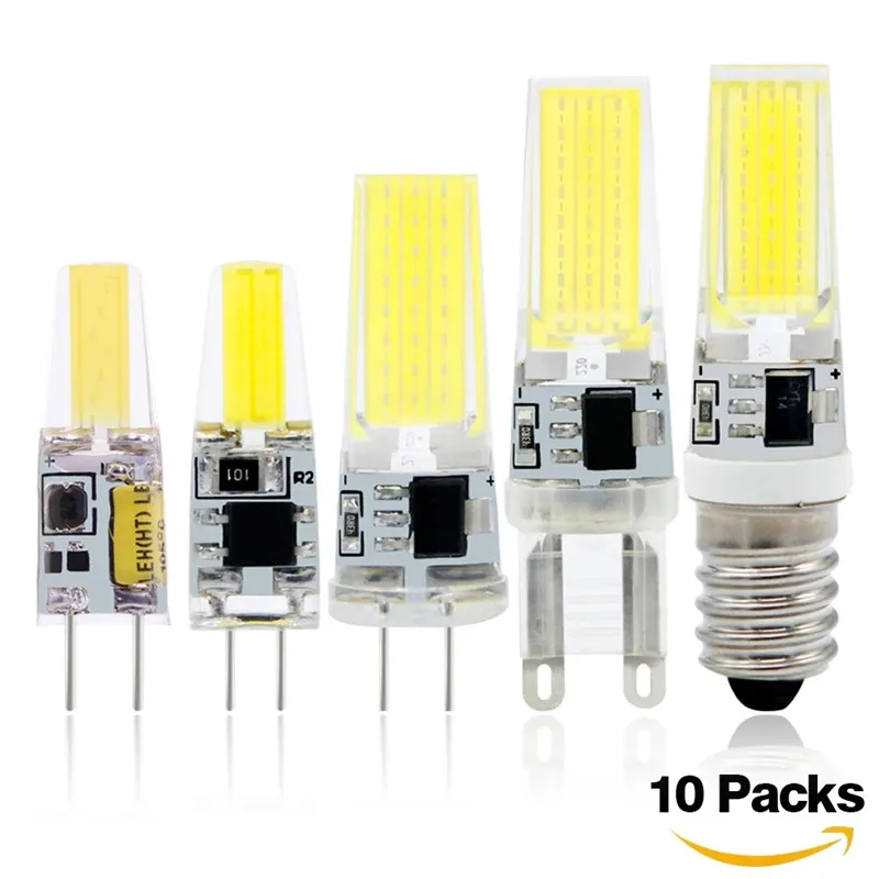 

10Pcs Lampada LED Light Bulb G4 G9 E14 COB AC DC 12V & 220V Bombillas LED Lamp Lighting replace Halogen Spotlight Chandelier