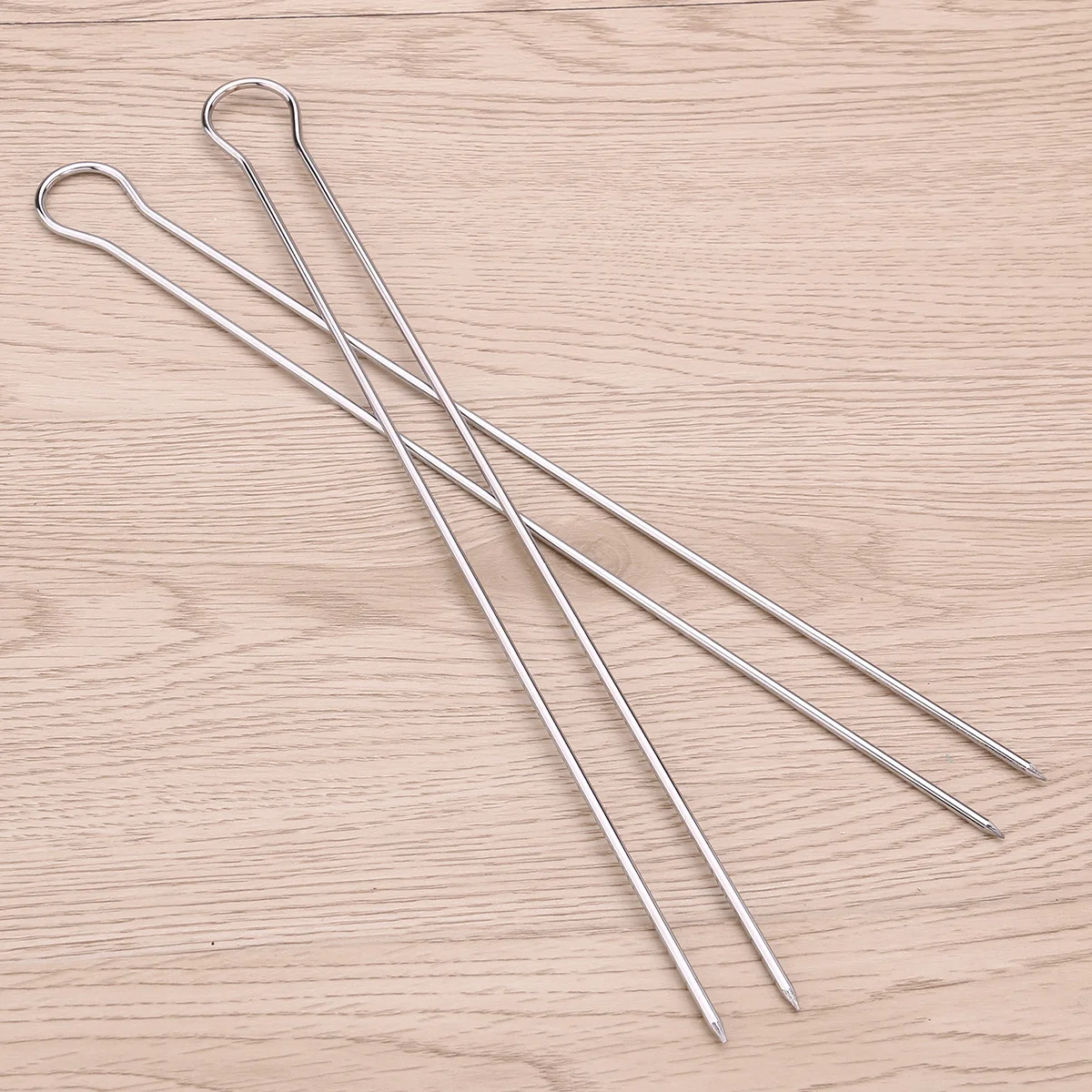 Stainless Steel BBQ Skewer Set Reusable Kebob Skewers Grilling Sticks Barbecue Roast Needles 6pcs
