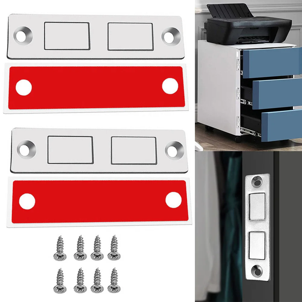 Magnetic Cabinet Catches Door Stops Magnet Invisible Ultra-Thin Anti-Rust Door Magnet Suction With Screw Catch Hardware 2Set