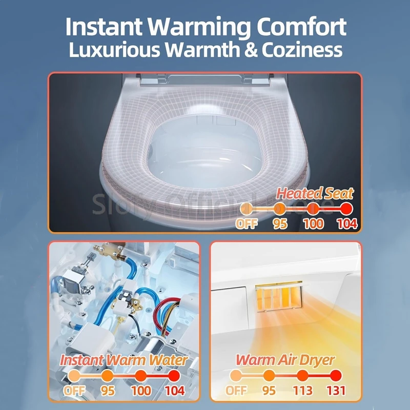 Description Picture 6 of itemOne Piece Elongated Luxury Smart Toilet Bidet Built-in Water Tank Heated Seat Bubble Shield Remote Control Warm Water Nightlight