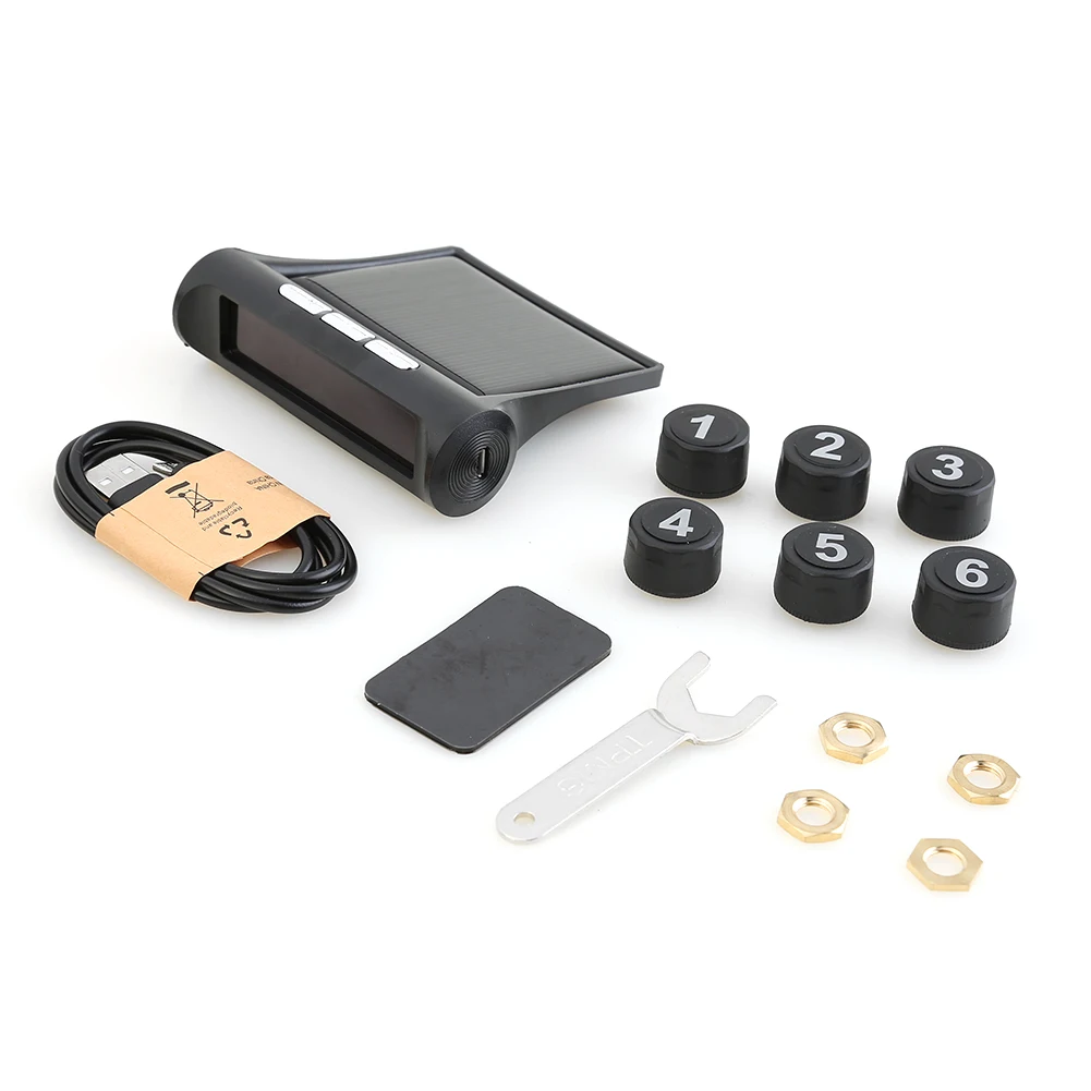 LCD Display Tire Tyre Pressure Monitoring Alarm System AN-07 Solar Truck TPMS Monitor External Pressure Sensor