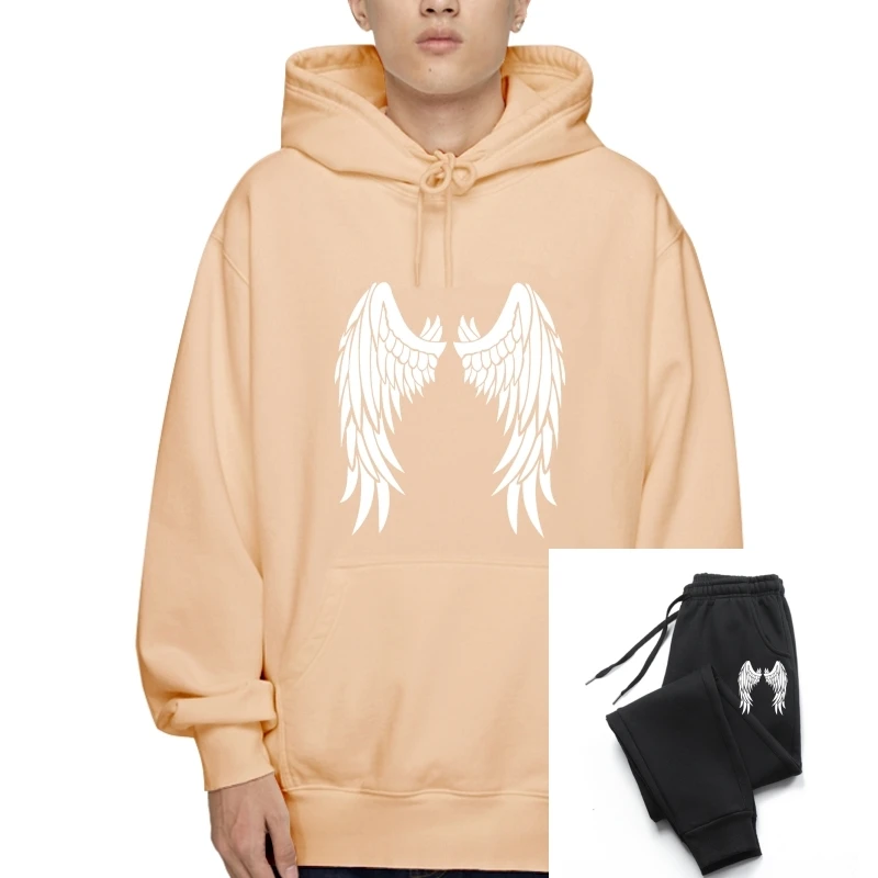 

Angel Wings On Back T-Sweatshirt Hoodies Fashion Men Outerwear Hoody Printed Cotton Men Fleece Sweatshirt Hoodie