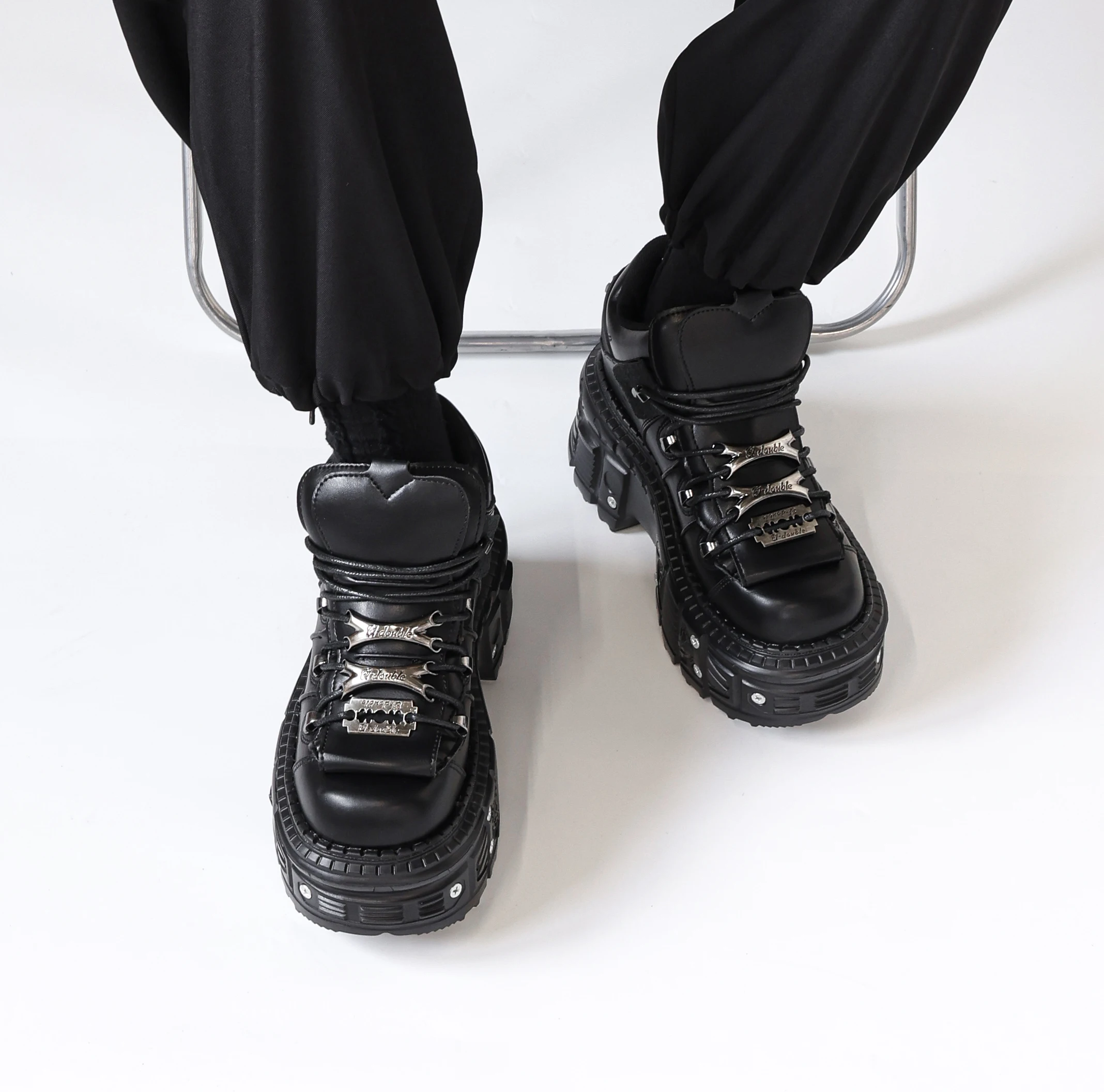 2025 New Punk Style Women Shoes Lace-up Heel Height 6CM