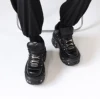 2025 New Punk Style Women Shoes Lace-up Heel Height 6CM Platform Shoes Woman Gothic Ankle Rock Boots Metal Decor Woman Sneakers 6