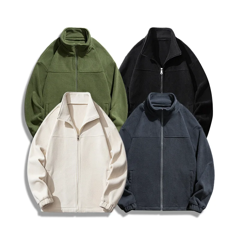 

Men's jacket new casual solid color zipper cardigan hoodie coat