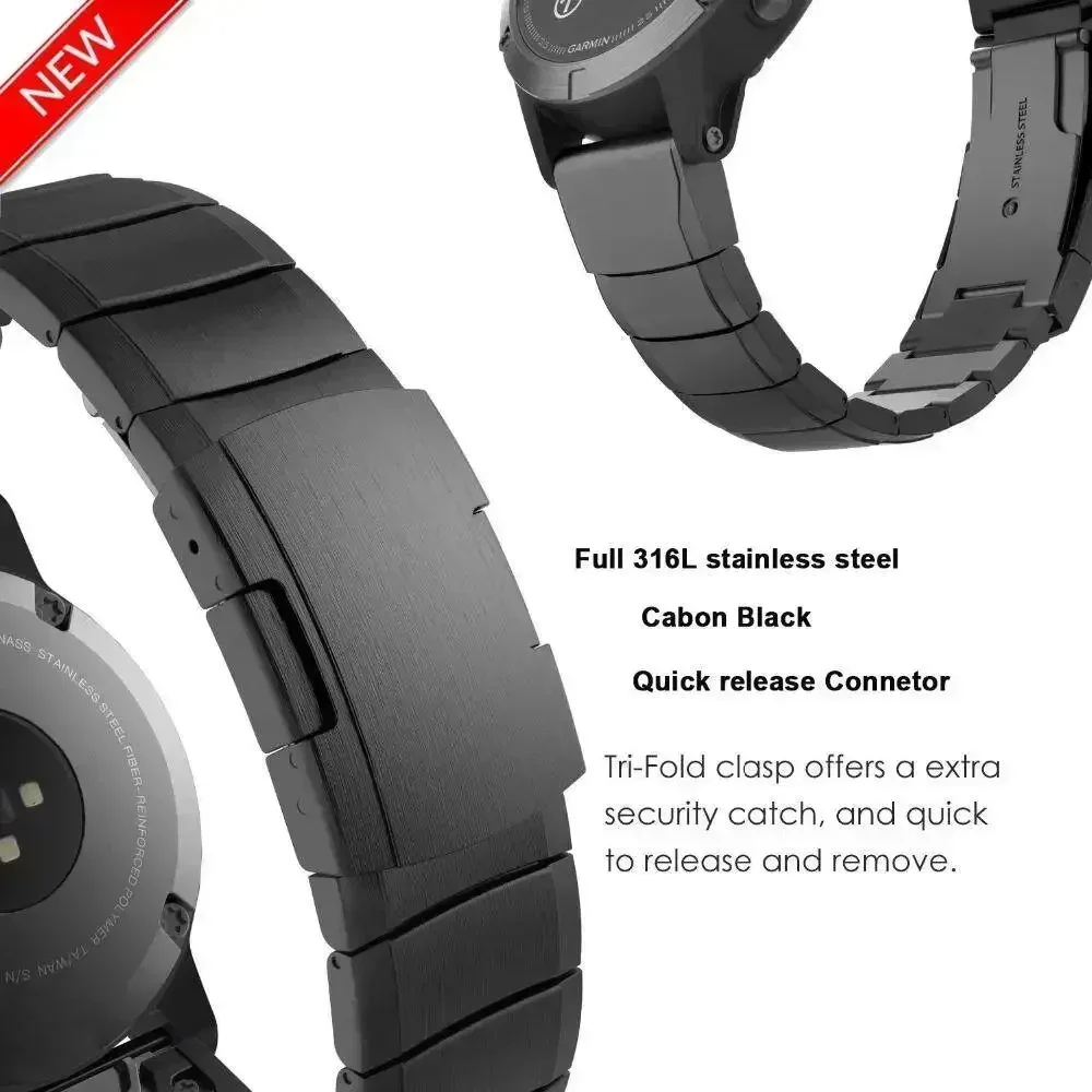 Premium Stainless Steel Watch Band, 20/22/26mm, Universal Fit