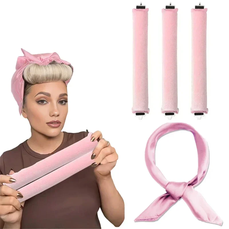 Hair Curling Tools Heatless Hair Curler No Heat Hair Rollers Soft Curling Rod Headband Sleeping Lazy Curls With Wrap Flexi Rods