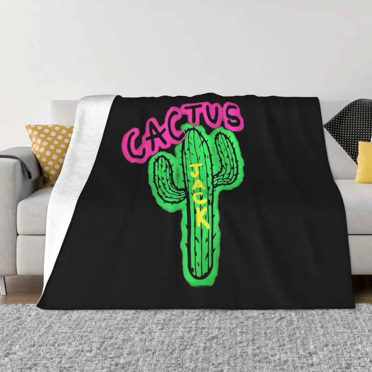 

Cactus Jack Singer Blanket Fleece Autumn/Winter Travis Scott Portable Ultra-Soft Throw Blanket for Bed Office Bedspread