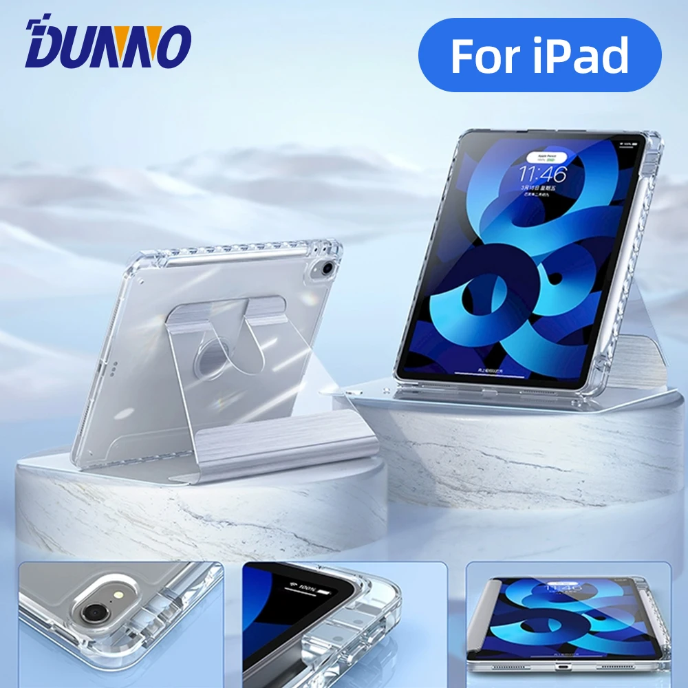 Tablet Transparente para Ipad 360 ° Rotação Capa para Ipad Air 10.9 9th 10.2 10.9 Pro 11 12.9 Case