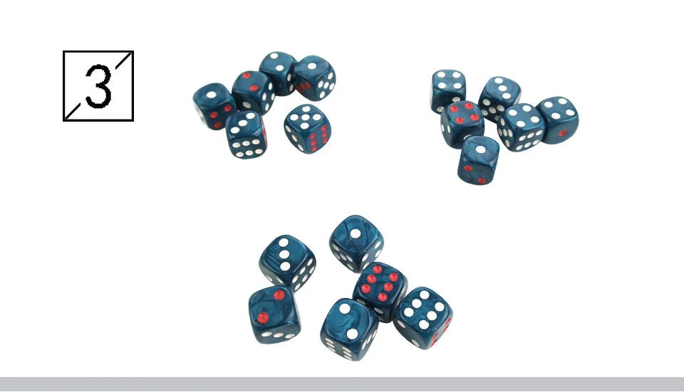 Yernea 6Pcs3 Bag Acrylic Dice 16mm Round Corner Marble effect Dice Set Red White Point Blue Dice Table Games D6 High-quality Plastic Product (4)