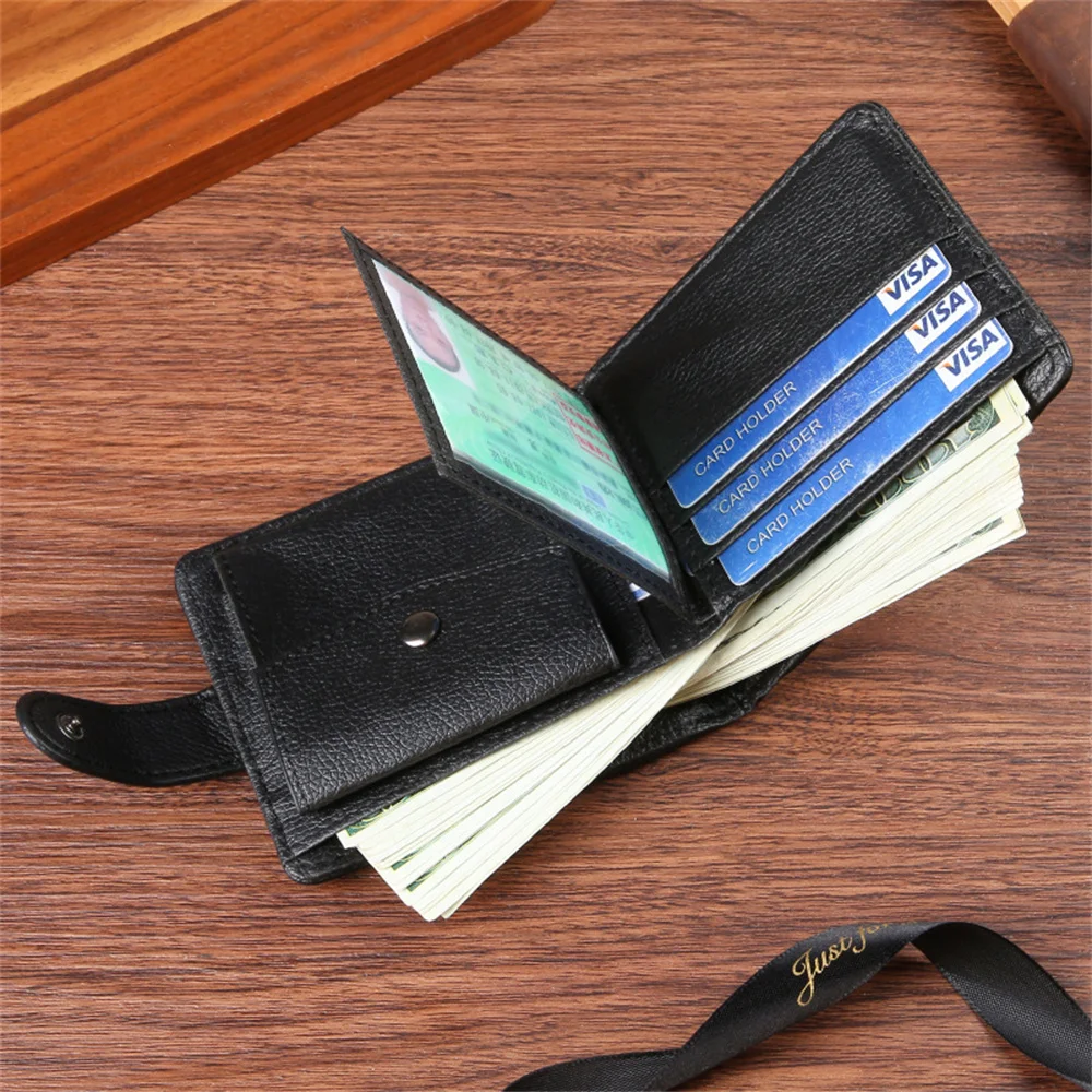 Men's Wallet Hasp Leather Wallet Multiple Card Slots Credit Card Holder Coin Purse Vintage Wallet Fashion Business Male Wallets 2