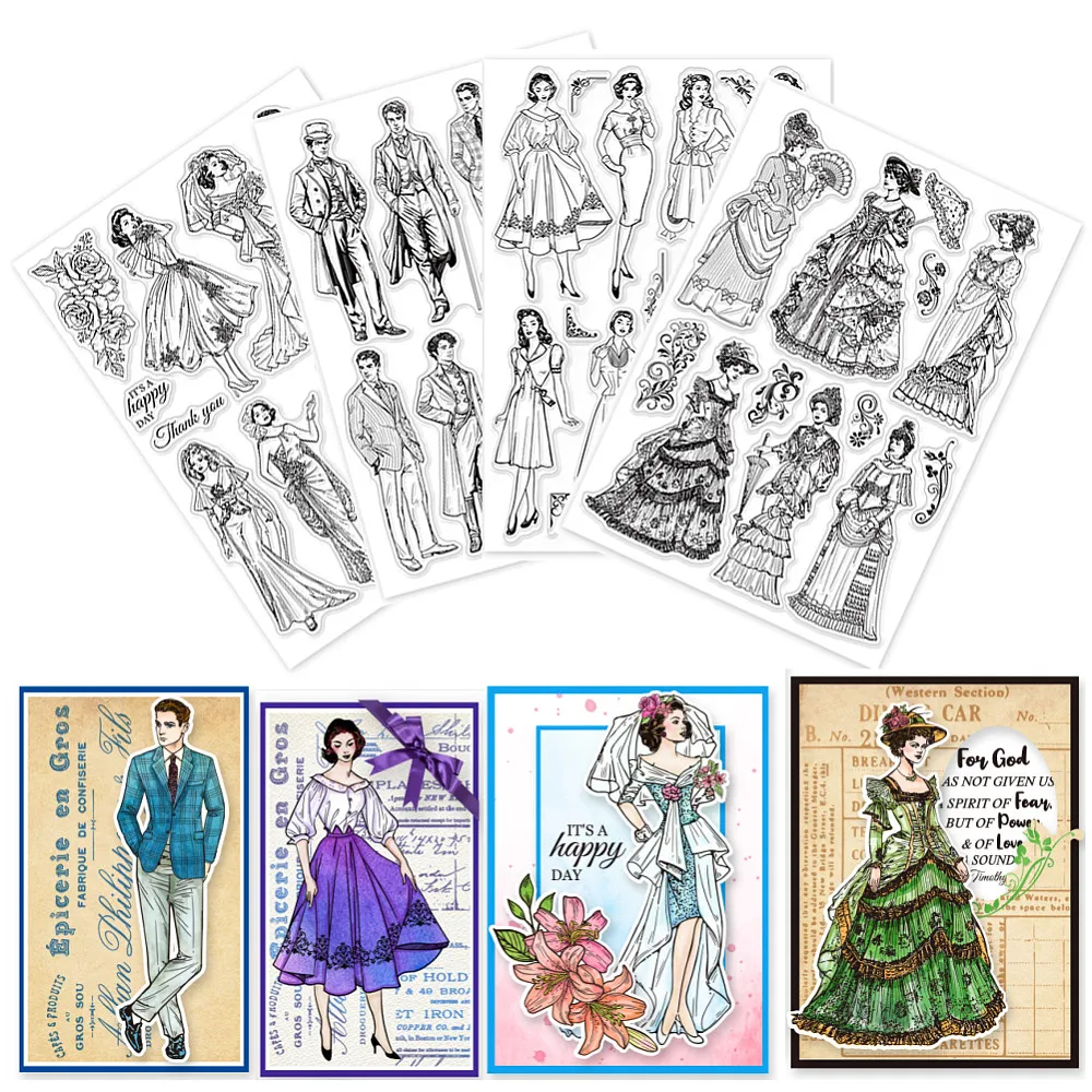 4 스타일 4pcs PVC 스탬프 DIY 스크랩북 사진 앨범 장식 카드 만들기 스..