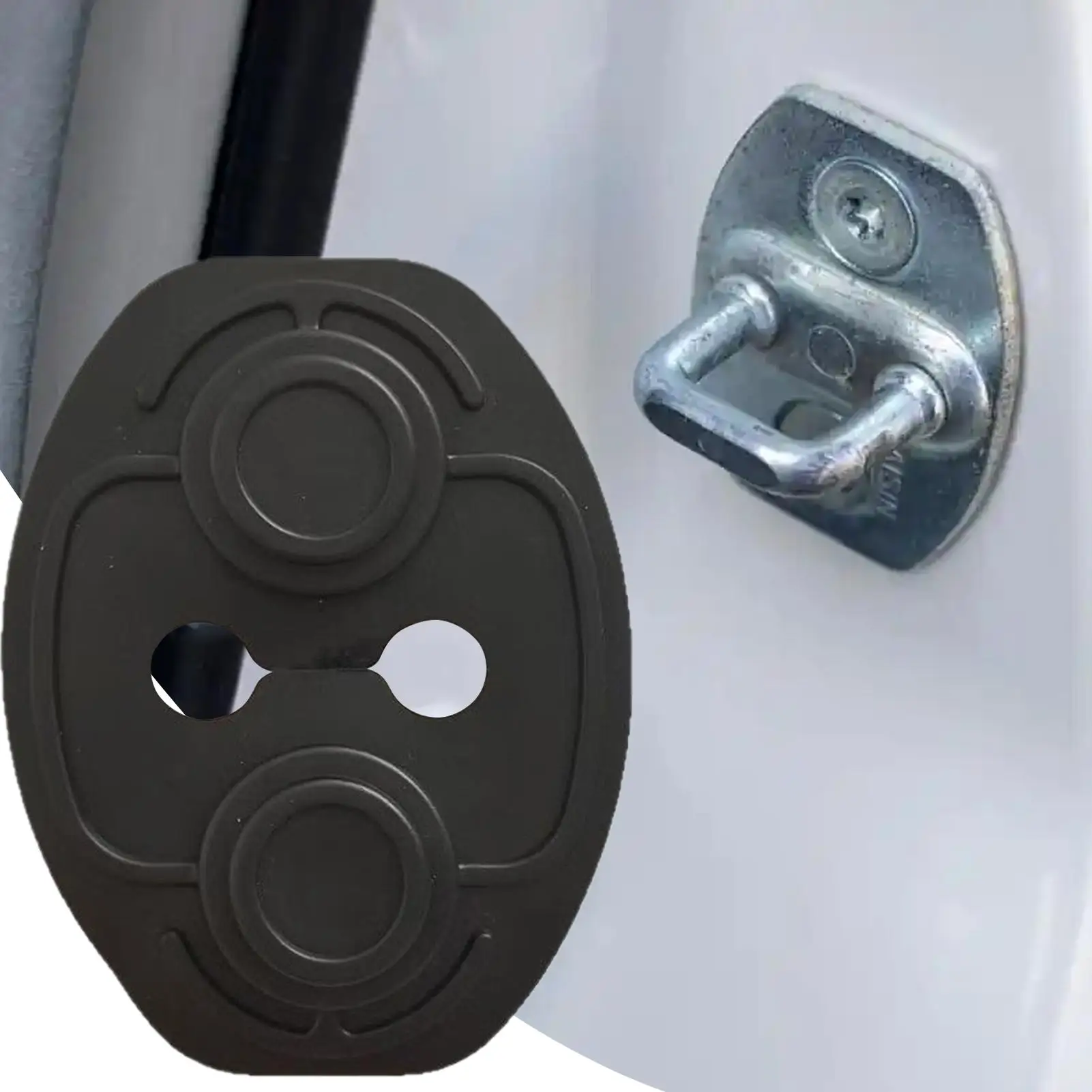 Car Door Lock Protective Cover Door Closing Shockproof Cushion Latch Cover Protector Shock Absorber Silent Guard Trim Decoration