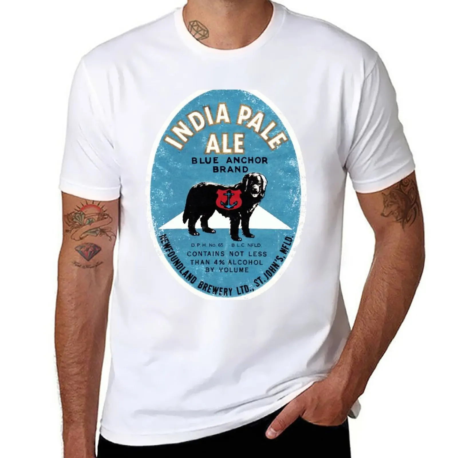 

Newfoundland Beer Label (Blue Anchor) T-Shirt Short sleeve tee plain fruit of the loom mens t shirts