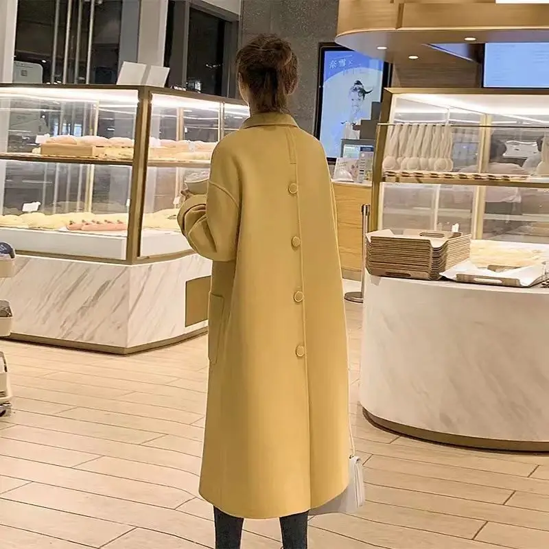 

2023 Autumn New Double-Sided Woolen Women's Mid-Length Over The Knee Korean Version of Loose Woolen Child Thickened Coat