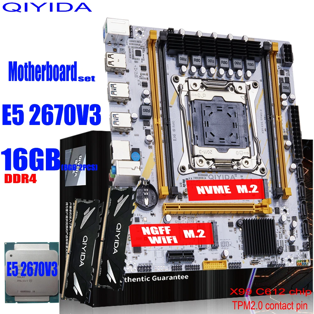 Juego de placa base QIYIDA X99 con CPU LGA2011-3 Xeon E5 2670 V3