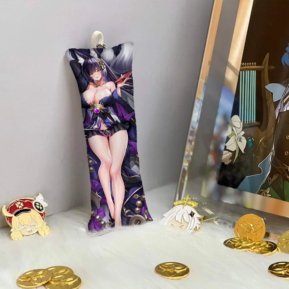 

Azur Lane Musashi Anime Accessories Mini Dakimakura Keychain Phone Keyring Bag Pendant Cute Small Body Pillow Double Side