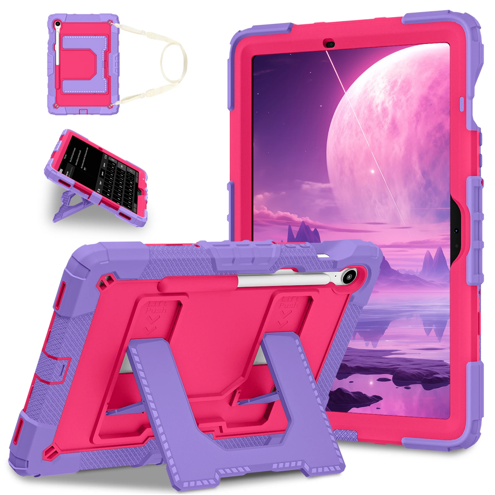 Rugged Samsung Tablet Case with Handle Stand and Pen Slot - Shockproof Design