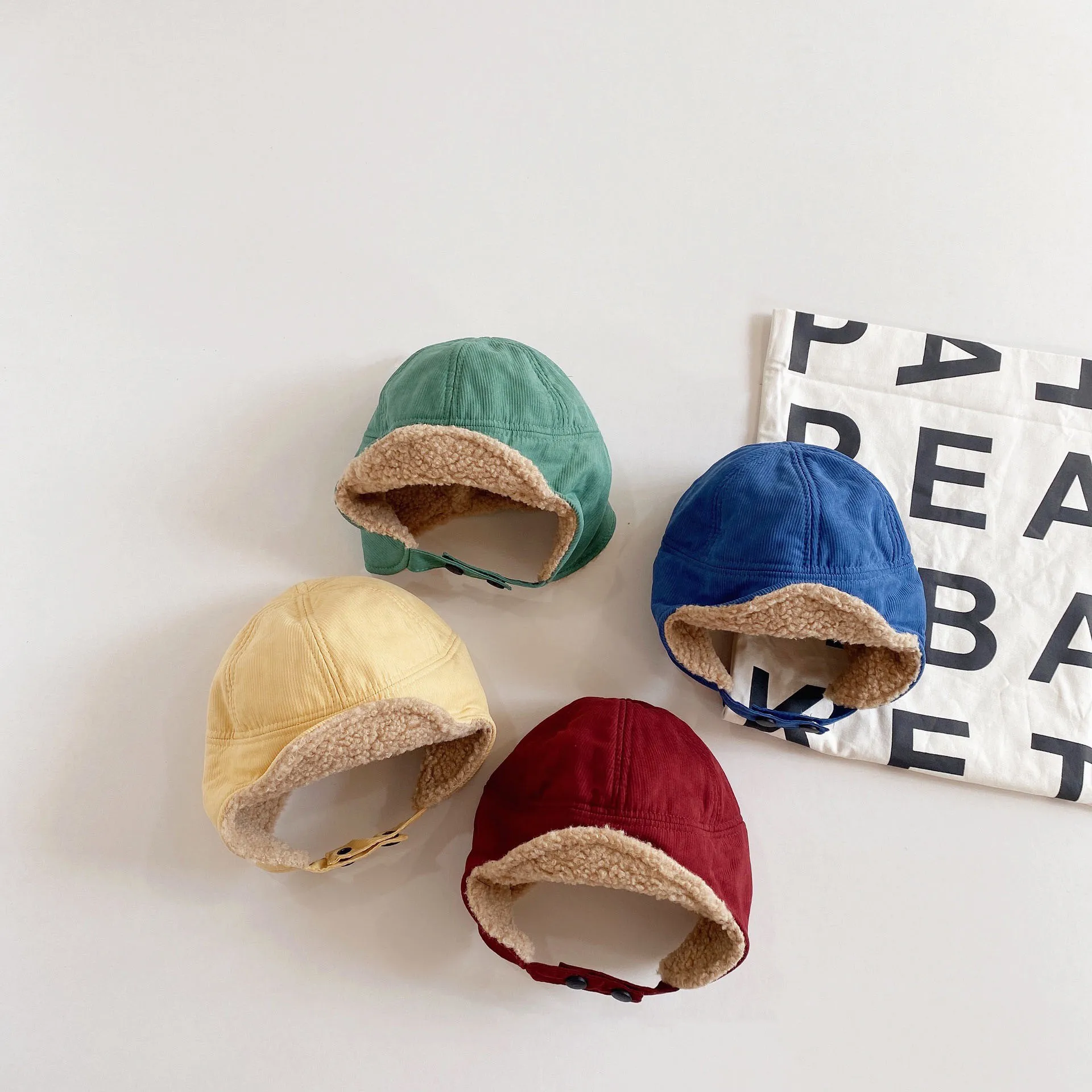 2023 Solid Color Plush Baby Beanie Cap Baby Girl Baby Hat Newborn Hat New Born Photography Props Korea Style Child Caps