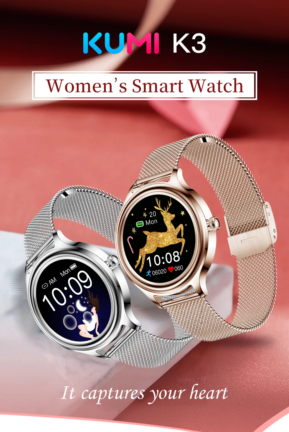 Kumi K3 Lady Smart Watch description image