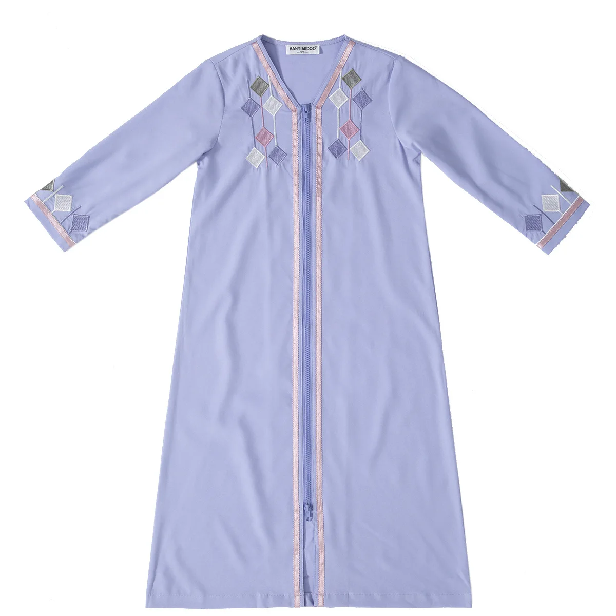 Muslim Islamic Girls Ramadan Embroidery Abaya Dress Children Long Sleeve Kaftan Gown Arab Prayer Robe Turkish Kids Clothing
