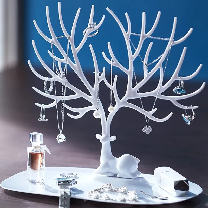 Creative Deer Jewelry Display Stand Earrings Necklaces Rings Bracelet Tray Tree Storage Racks Organizer for Women Make Up Holder jewelry display stand tray tree storage racks earrings necklaces rings jewelry boxes case desktop organizer holder make up decor