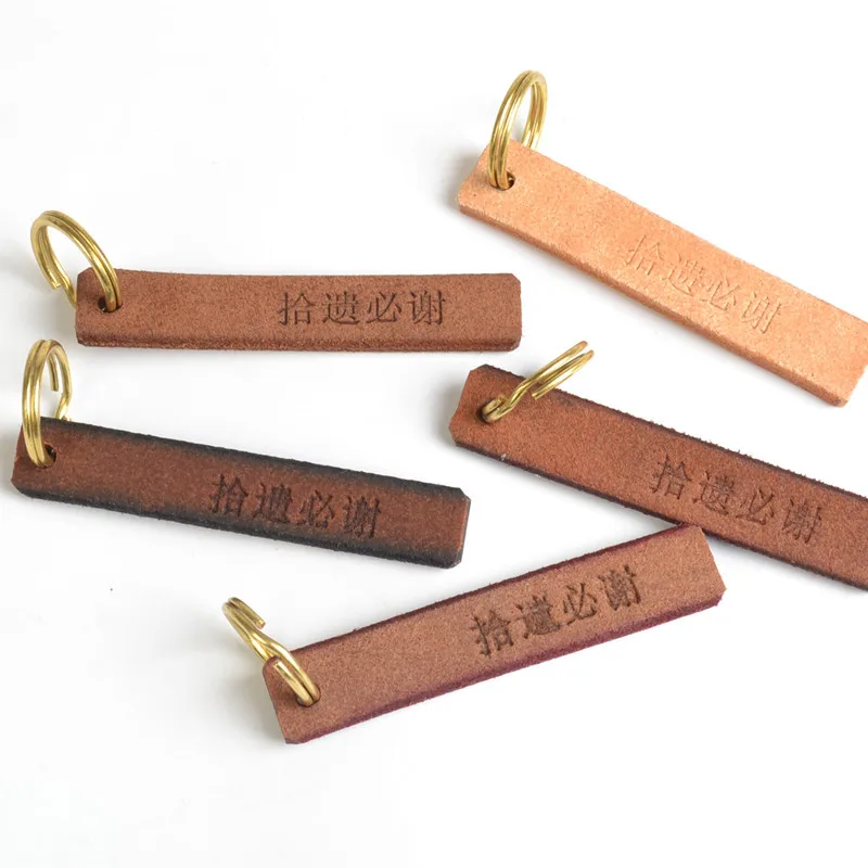 Genuine Leather Customized Lost Keys Keychain Phone Mobile Number Personalised Tag Best Gift For Father's Mother's Day Him Her
