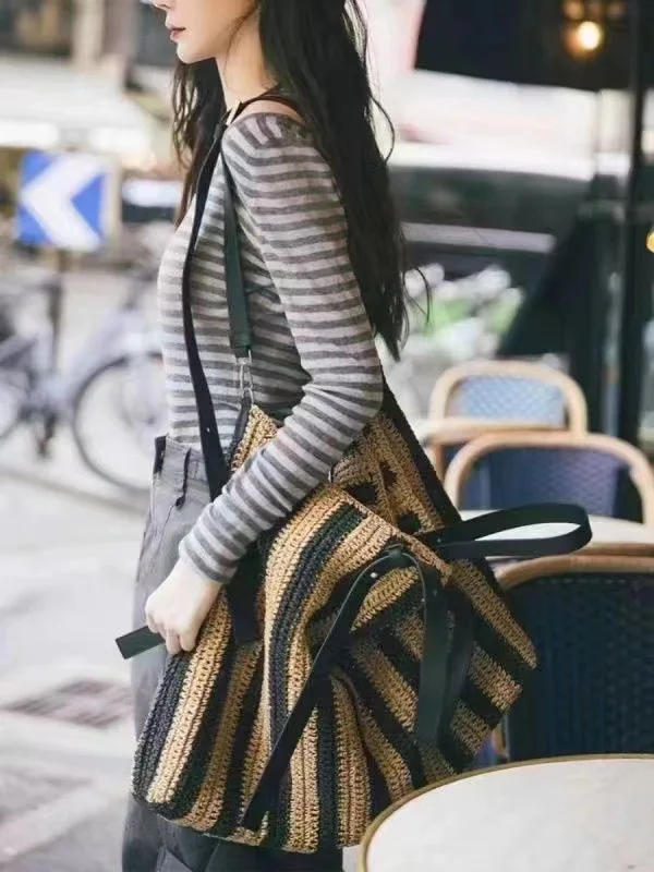 Women's Large Capacity Shoulder Bag Summer Straw Woven Basket Handbag Fashion Female Luxury Designer Beach Bag Bali Shopper Tote