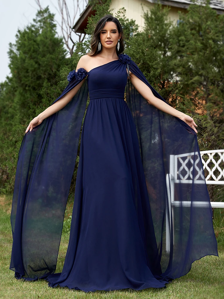 Frederica Sin Tirante Gasa Largo Vestido De Dama De Honor Flamenco Tallas Grandes