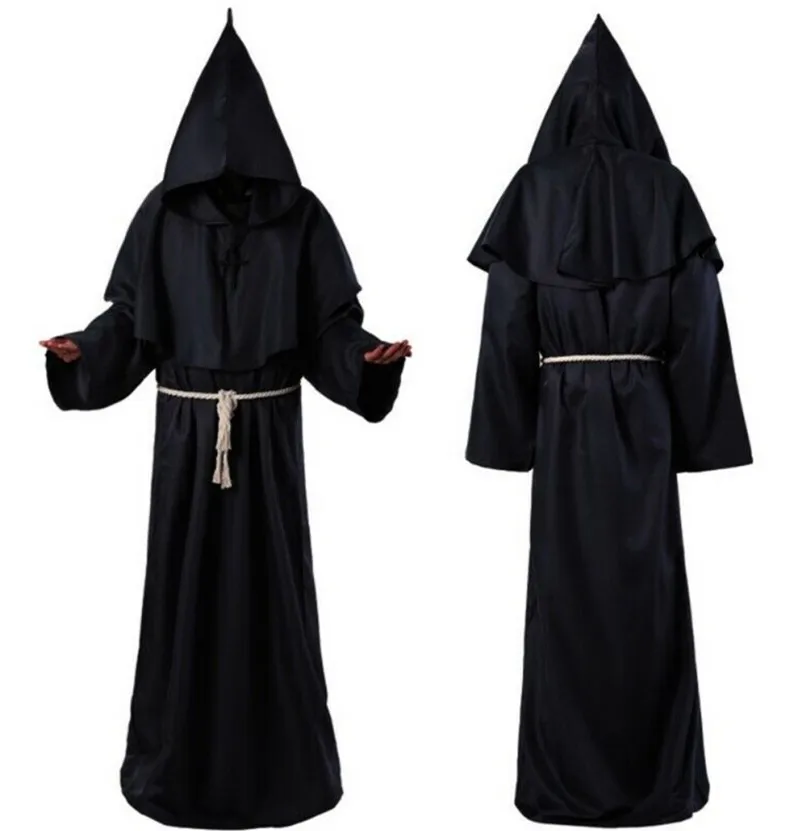 Halloween Medievale Cristiano Frio Sacerdote Robes Strega Mago Mantello Cape Party Death Ghost Vampire Devil Costumi Cosplay