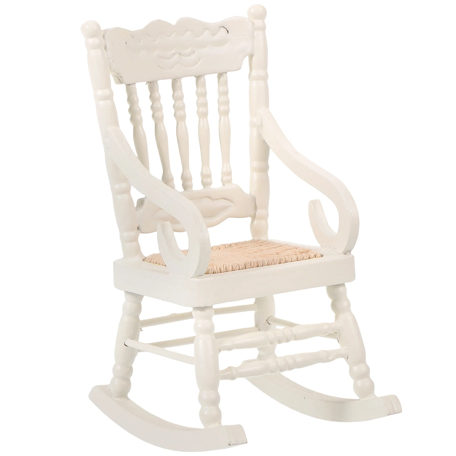 

Wooden Dollhouse Furniture Set Miniature Rocking Chair Model for Girls and Boys Age 3+ (White)