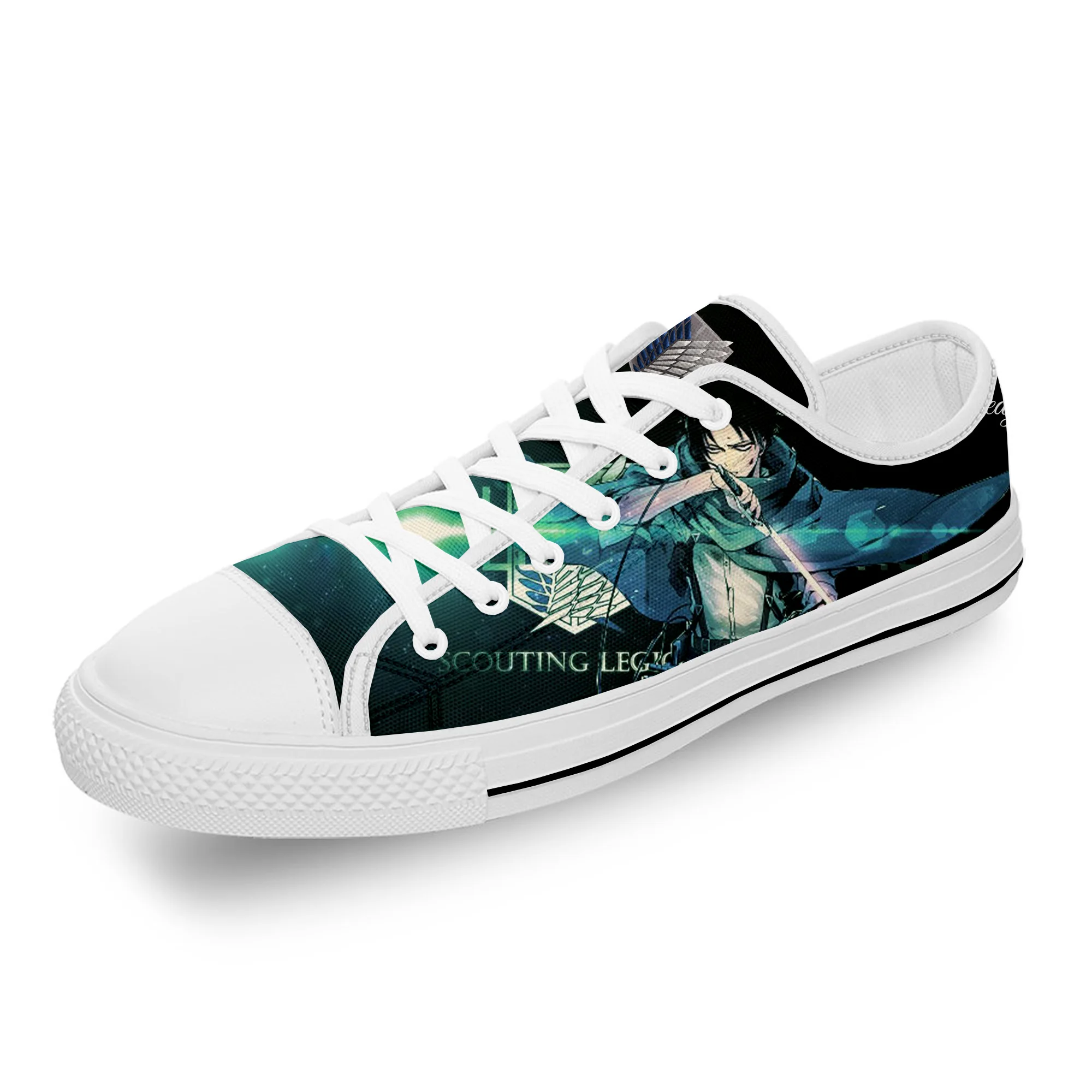 Anime Manga Attack on Titan Levi Ackerman Casual Cloth 3D Print Low Top Canvas Fashion Shoes Men Women Breathable Sneakers