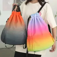 Sports Backpack Gradient Color Drawstring Design Large Capacity Travel Bag for Gym Yoga Fitness Outdoor Activities 2