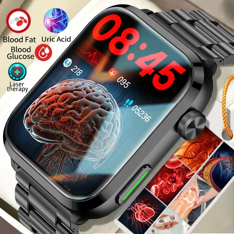 Laser Therapy Health Smart Watch Men Acido Urico Blood Sugar Watch Smart Bluetooth Call Blood Lipid Blood Pressure Smartwatch 2024