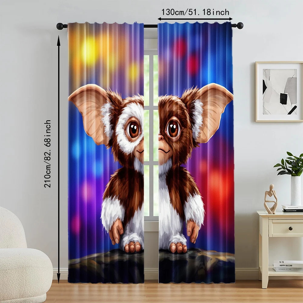 2pc, Party Window Curtains Cute animal prints Durable Polyester,Without Electricity Birthday Party Applies to translucent 5