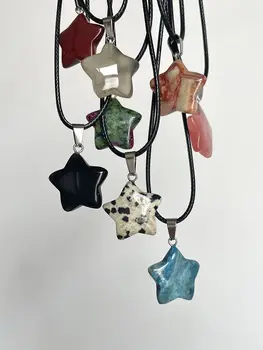 Collier pendentif hexagone en pierre naturelle pour femme, cristal, quartz rose, opale, étoile, fluorite, lapis, pendule à balle, cadeau de bijoux tendance 1
