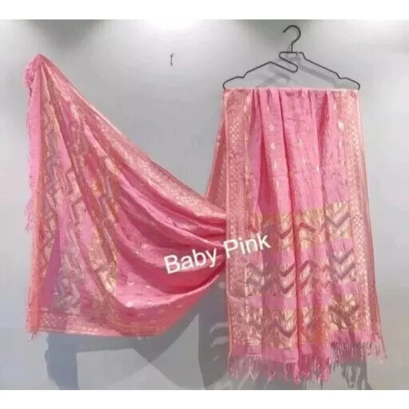 

Saree Indian Fancy Dupatta Gold Party Wear Dupatta Baby Pink