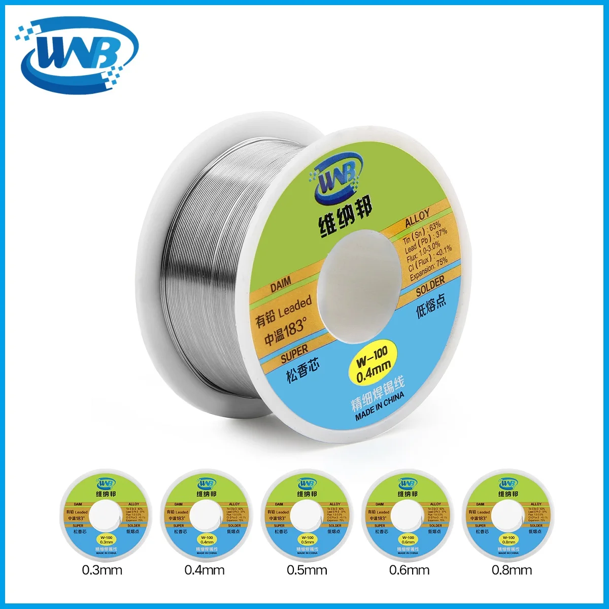 WNB 50g High Purity 183℃ Melting Point Tin-lead Soldering Wire Roll Melt Rosin Core No-clean Solder Flux 2.0% Iron Cable Reel