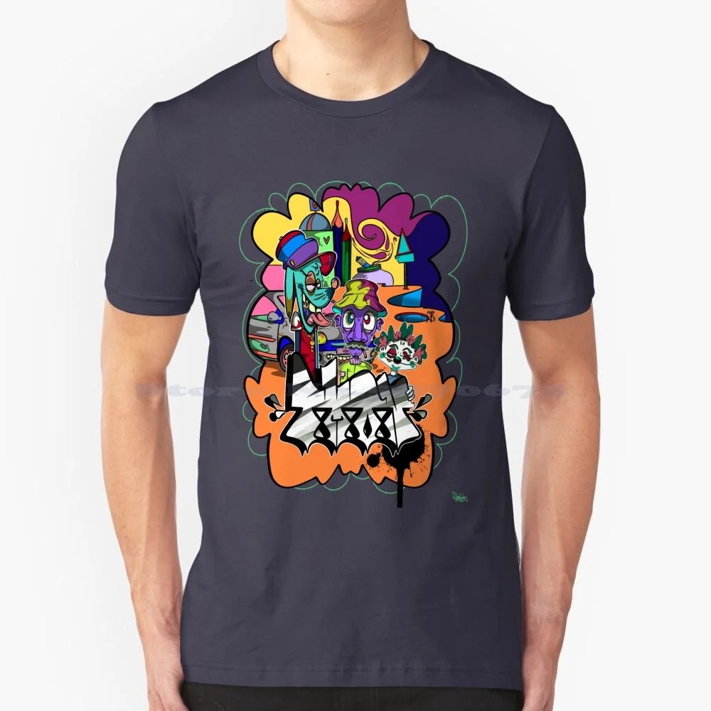 Maglietta Per Cani E La Sua Famiglia 100% Cotone Tee Street Art Graffiti Vernice Spray Cartoon Dog Twingo Timon Colori Immaginazione Sorriso