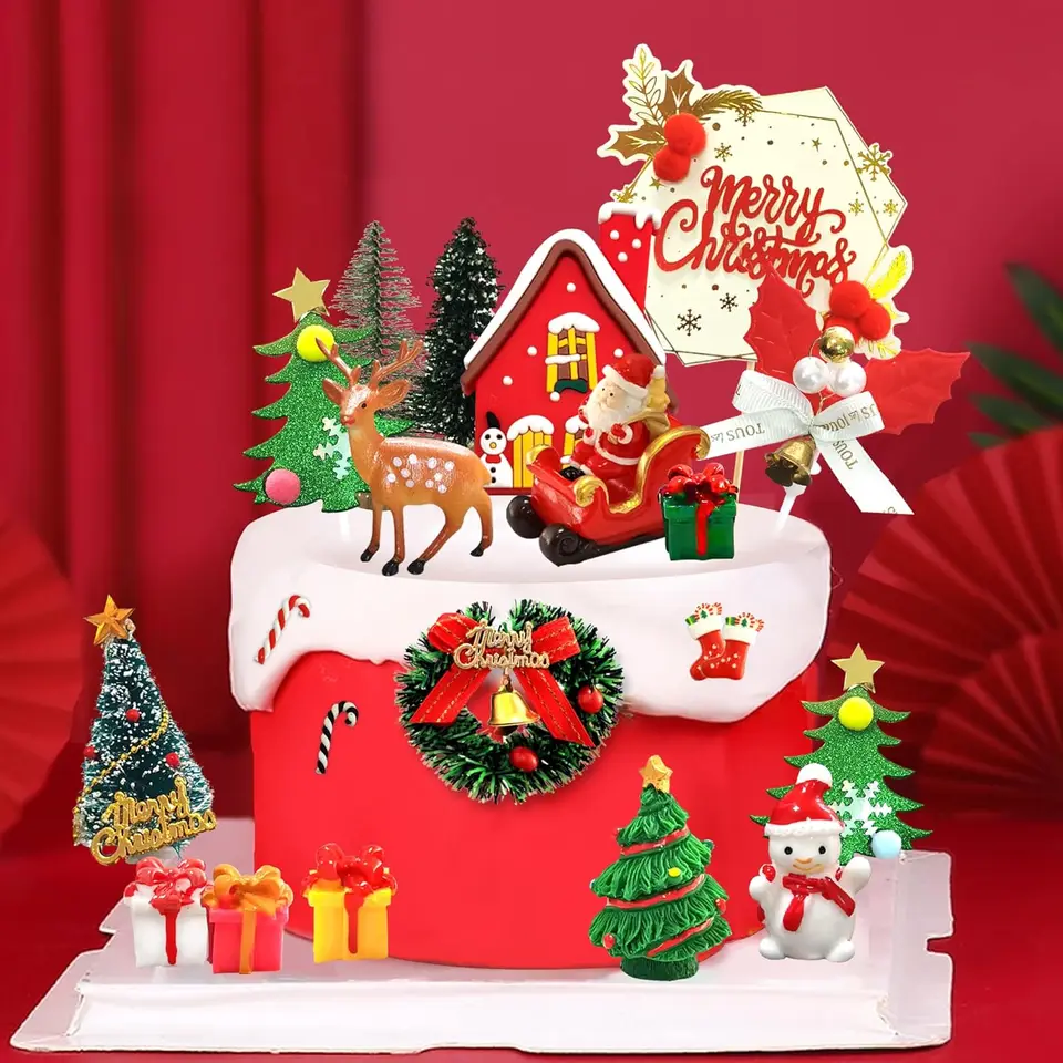 48 Pezzi Set Decorazioni Cupcake Natale | Pirottini E Topper Con Pupazzo Di Neve, Elfo, Babbo Natale, Renna | Festa A Tema Natalizia Per Bambini