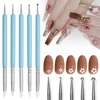 5 pcs/Set Soft Pottery Clay Nail Dotting Tools Silicone & Stainless Steel Two Head Sculpting Polymer Modelling Shaper Rhinestone 2
