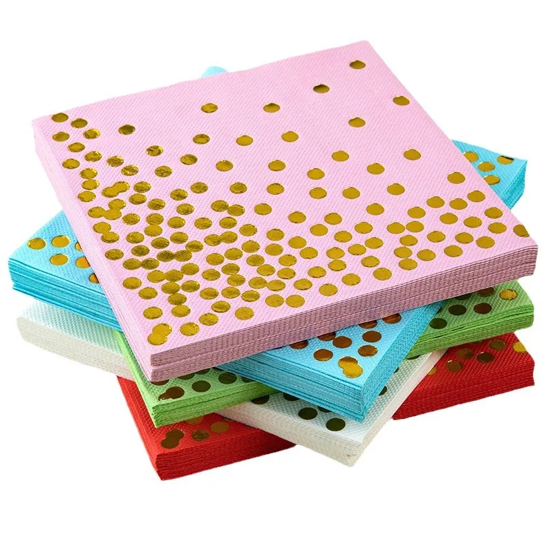 Gold Printed Paper Napkin Dinner Disposable Napkin Picnic Cocktail Birthday Party Supplies Wedding Decoration Party 20PC