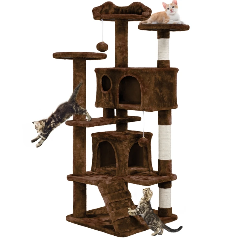 

51-in Tree & Condo Scratching Post Tower, Brown