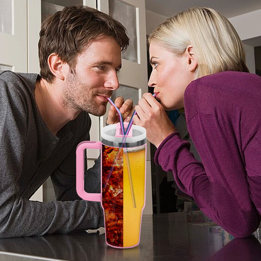 4Pcs Stainless Steel Straw with Straw Cleaner Replacement Straw Drinking Straws for Stanley 40oz Cup Accessories